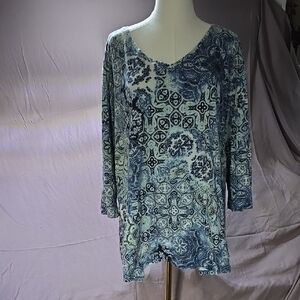 Catherines Blue Green Relaxed Graphic Tunic
